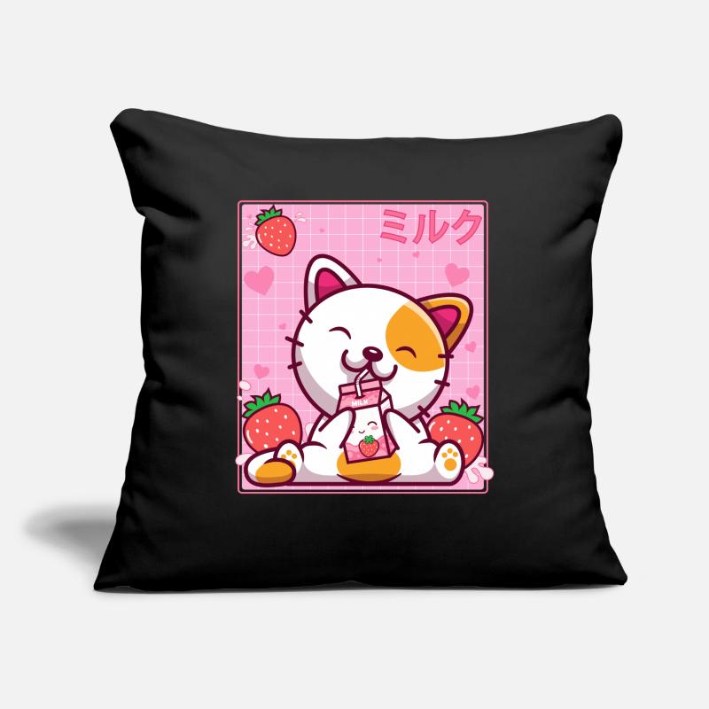 Kawaii Kätzchen Nette Katze Erdbeermilch Shake Sofakissenbezug 45 x 45 cm