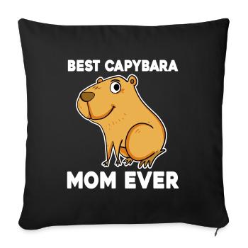 Capybara Mama Wasserschwein - Housse de coussin décorative 45 x 45 cm - noir - Devant