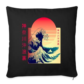 la grande vague au large de Kanagawa Japan Art - Housse de coussin décorative 45 x 45 cm - noir - Devant