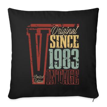1983 Anniversaire Année de naissance Année de construction Vintage Rétro - Housse de coussin décorative 45 x 45 cm - noir - Devant