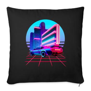 Retro Wave 80s Skyline Electro-Wave Vaporwave - Sofa pillowcase 17,3'' x 17,3'' (45 x 45 cm) - black - Front