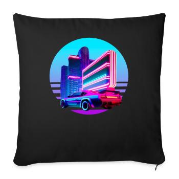 Retro Wave 80s Vaporwave Sunset - Housse de coussin décorative 45 x 45 cm - noir - Devant