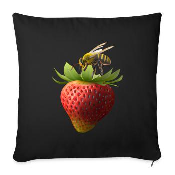 Flying bee with strawberry - Sofa pillowcase 17,3'' x 17,3'' (45 x 45 cm) - black - Front