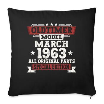 60. Geburtstag Mann März Jahrgang 1963 Oldtimer - Sofakissenbezug 45 x 45 cm - Schwarz - Vorne