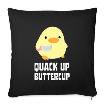 Quack Up Buttercup Duck with knife Ente mit Messer - Sofa pillowcase 17,3'' x 17,3'' (45 x 45 cm) - black - Front