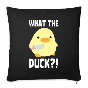 Qu’est-ce que le canard? Canard au couteau - Ente mit Messer - Housse de coussin décorative 45 x 45 cm - noir - Devant