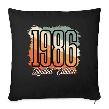 1986 Année de naissance Anniversaire Année de construction Vintage Rétro - Housse de coussin décorative 45 x 45 cm - noir - Devant