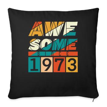 1973 Né Anniversaire Année de naissance millésime - Housse de coussin décorative 45 x 45 cm - noir - Devant