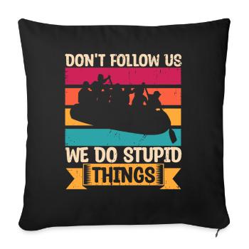 Rafting Raft Cadeau Pagayeur Rafting - Housse de coussin décorative 45 x 45 cm - noir - Devant