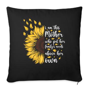 Je suis cette mère Cadeau de tournesol motivant - Housse de coussin décorative 45 x 45 cm - noir - Devant