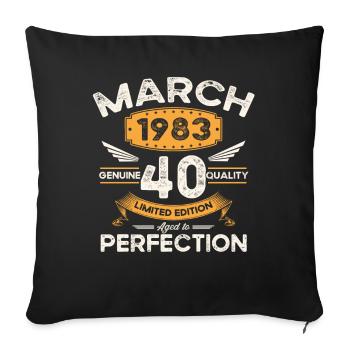 40th birthday man woman March born 1983 Legend - Sofa pillowcase 17,3'' x 17,3'' (45 x 45 cm) - black - Front