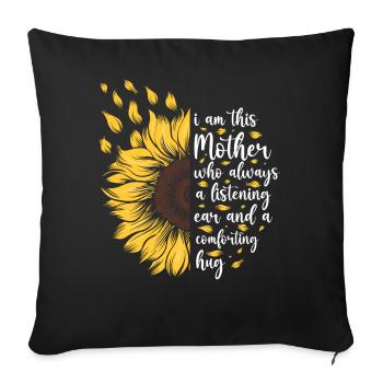 Je suis cette mère Cadeau de tournesol motivant - Housse de coussin décorative 45 x 45 cm - noir - Devant