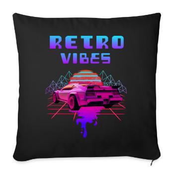 Retro Vibes Sports Car Vaporwave Sunset - Sofa pillowcase 17,3'' x 17,3'' (45 x 45 cm) - black - Front