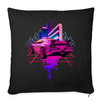 Rétro Wave Voiture de sport Vaporwave - Housse de coussin décorative 45 x 45 cm - noir - Devant
