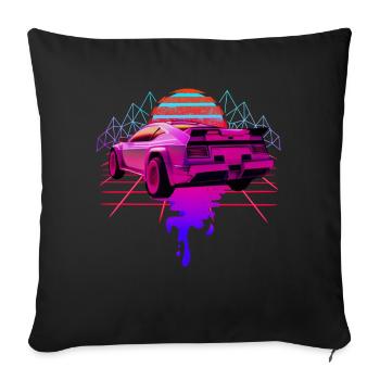 Retro Wave Racing Supercar - Sofa pillowcase 17,3'' x 17,3'' (45 x 45 cm) - black - Front