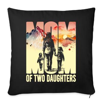 Mother with two daughters Mother's Day Mountains Mama Child - Sofa pillowcase 17,3'' x 17,3'' (45 x 45 cm) - black - Front