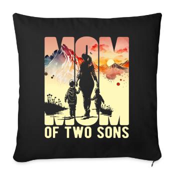 Mother with two sons Mother's Day Mountains Mama Child - Sofa pillowcase 17,3'' x 17,3'' (45 x 45 cm) - black - Front