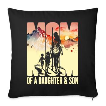 Mother with daughter Son Mother's Day Mountains Mama child - Sofa pillowcase 17,3'' x 17,3'' (45 x 45 cm) - black - Front