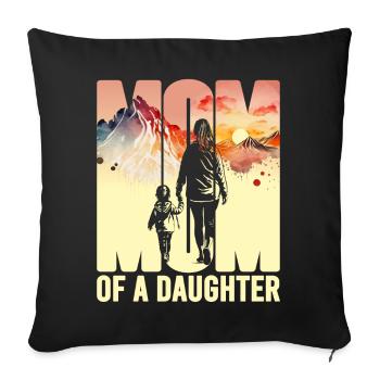 Mère avec une fille Fête des mères Montagnes Maman Enfant - Housse de coussin décorative 45 x 45 cm - noir - Devant