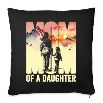 Mère avec une fille Fête des mères Montagnes Maman Enfant - Housse de coussin décorative 45 x 45 cm - noir - Devant