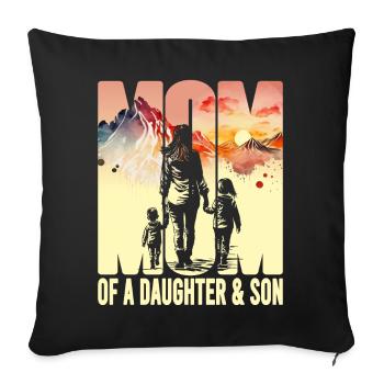 Mother with daughter Son Mother's Day Mountains Mama child - Sofa pillowcase 17,3'' x 17,3'' (45 x 45 cm) - black - Front