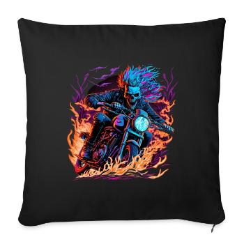 Ghostrider Illustration Moto Synthwave Art - Housse de coussin décorative 45 x 45 cm - noir - Devant