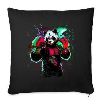Panda Boxer coloré en colère MMA Arts Martiaux - Housse de coussin décorative 45 x 45 cm - noir - Devant