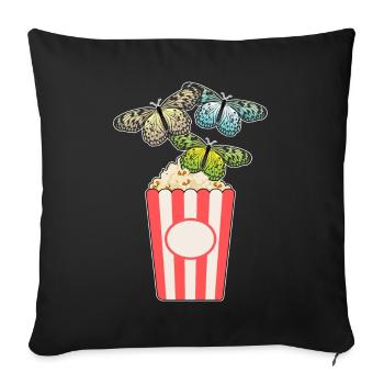 Maïs soufflé papillon - Housse de coussin décorative 45 x 45 cm - noir - Devant