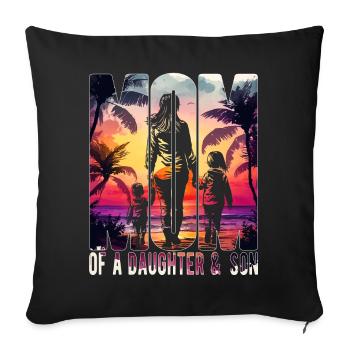 Mother with daughter Son Mother's Day Beach Mama Child - Sofa pillowcase 17,3'' x 17,3'' (45 x 45 cm) - black - Front