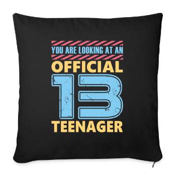 13 ans Adolescent officiel 13e anniversaire - Housse de coussin décorative 45 x 45 cm - noir - Devant