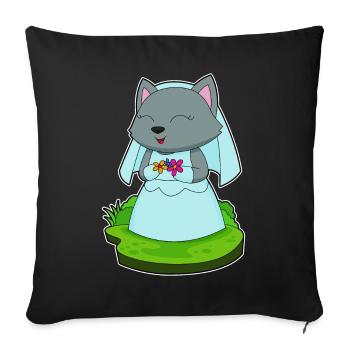Cat Bride Flowers Wedding - Sofa pillowcase 17,3'' x 17,3'' (45 x 45 cm) - black - Front