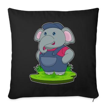 Elephant Mechanic Blue Collar Workshop - Sofa pillowcase 17,3'' x 17,3'' (45 x 45 cm) - black - Front
