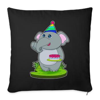 Gâteau d’anniversaire d’éléphant - Housse de coussin décorative 45 x 45 cm - noir - Devant