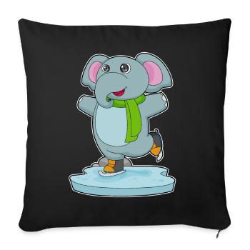Patins à glace éléphants - Housse de coussin décorative 45 x 45 cm - noir - Devant
