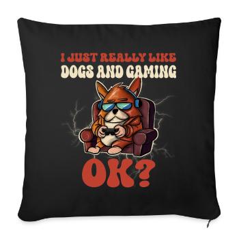Gaming Gamer Gaming Chien de jeu - Housse de coussin décorative 45 x 45 cm - noir - Devant