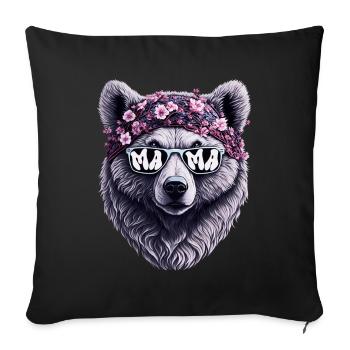 Mama Bear Sunglasses Bandana Mother's Day Flowers - Sofa pillowcase 17,3'' x 17,3'' (45 x 45 cm) - black - Front