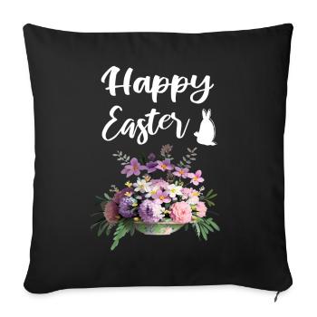 Happy Easter Flowers Bouquet - Sofa pillowcase 17,3'' x 17,3'' (45 x 45 cm) - black - Front
