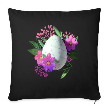 Flowers Easter Egg Floral - Sofa pillowcase 17,3'' x 17,3'' (45 x 45 cm) - black - Front