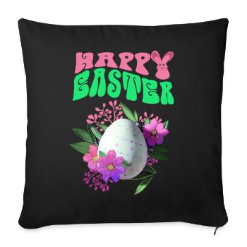 Happy Easter Easter Egg Floral Art - Sofa pillowcase 17,3'' x 17,3'' (45 x 45 cm) - black - Front