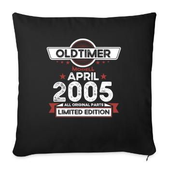 18ème anniversaire homme Oldtimer avril millésime 2005 - Housse de coussin décorative 45 x 45 cm - noir - Devant