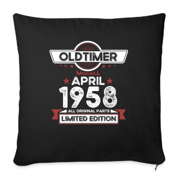 65. Geburtstag Mann Oldtimer April Jahrgang 1958 - Sofakissenbezug 45 x 45 cm - Schwarz - Vorne