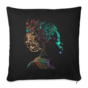 Juneteenth Melanin Queen - Beautiful Afro Woman - Sofa pillowcase 17,3'' x 17,3'' (45 x 45 cm) - black - Front