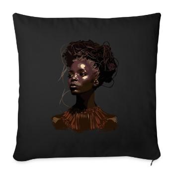 Juneteenth Melanin Queen - Beautiful Afro Woman - Sofa pillowcase 17,3'' x 17,3'' (45 x 45 cm) - black - Front