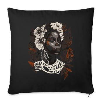 Juneteenth Melanin Queen - Beautiful Afro Woman - Sofa pillowcase 17,3'' x 17,3'' (45 x 45 cm) - black - Front