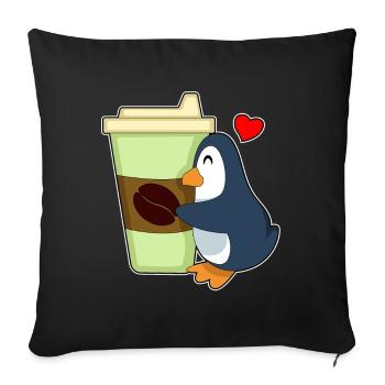 Penguin Coffee to go - Sofa pillowcase 17,3'' x 17,3'' (45 x 45 cm) - black - Front