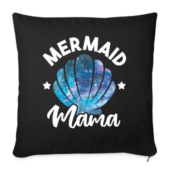 Mermaid Mama Seashell Matching Mermaid Squad - Housse de coussin décorative 45 x 45 cm - noir - Devant