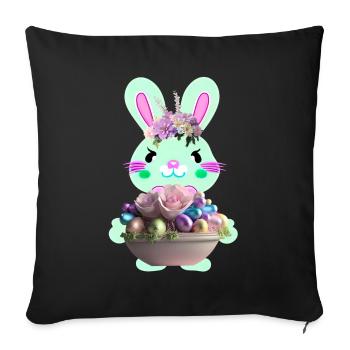 cute Easter bunny with Easter eggs - Sofa pillowcase 17,3'' x 17,3'' (45 x 45 cm) - black - Front