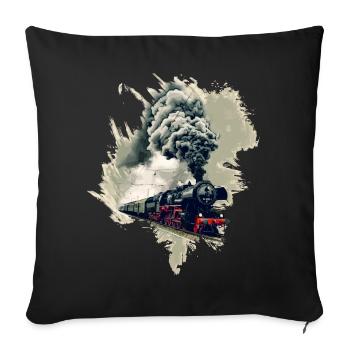 Old steam locomotive - Sofa pillowcase 17,3'' x 17,3'' (45 x 45 cm) - black - Front
