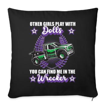 Dépanneuse Filles Remorquage Service Car Profession - Housse de coussin décorative 45 x 45 cm - noir - Devant
