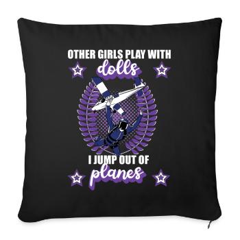 Parachutisme Tandem Jump Girl Cadeau - Housse de coussin décorative 45 x 45 cm - noir - Devant